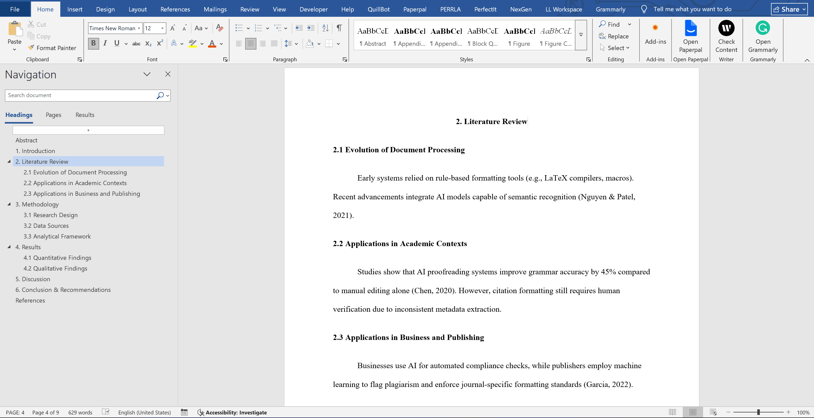 Formatted Document Example